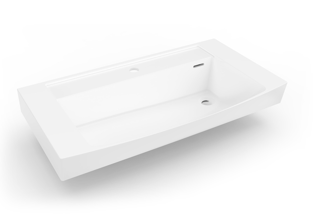 Easy Maintenance Matte Finish Acrylic Bathroom Integrated Basin