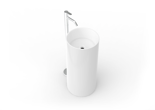 Matte Finish Popular Solid Surface Pedestal Basin